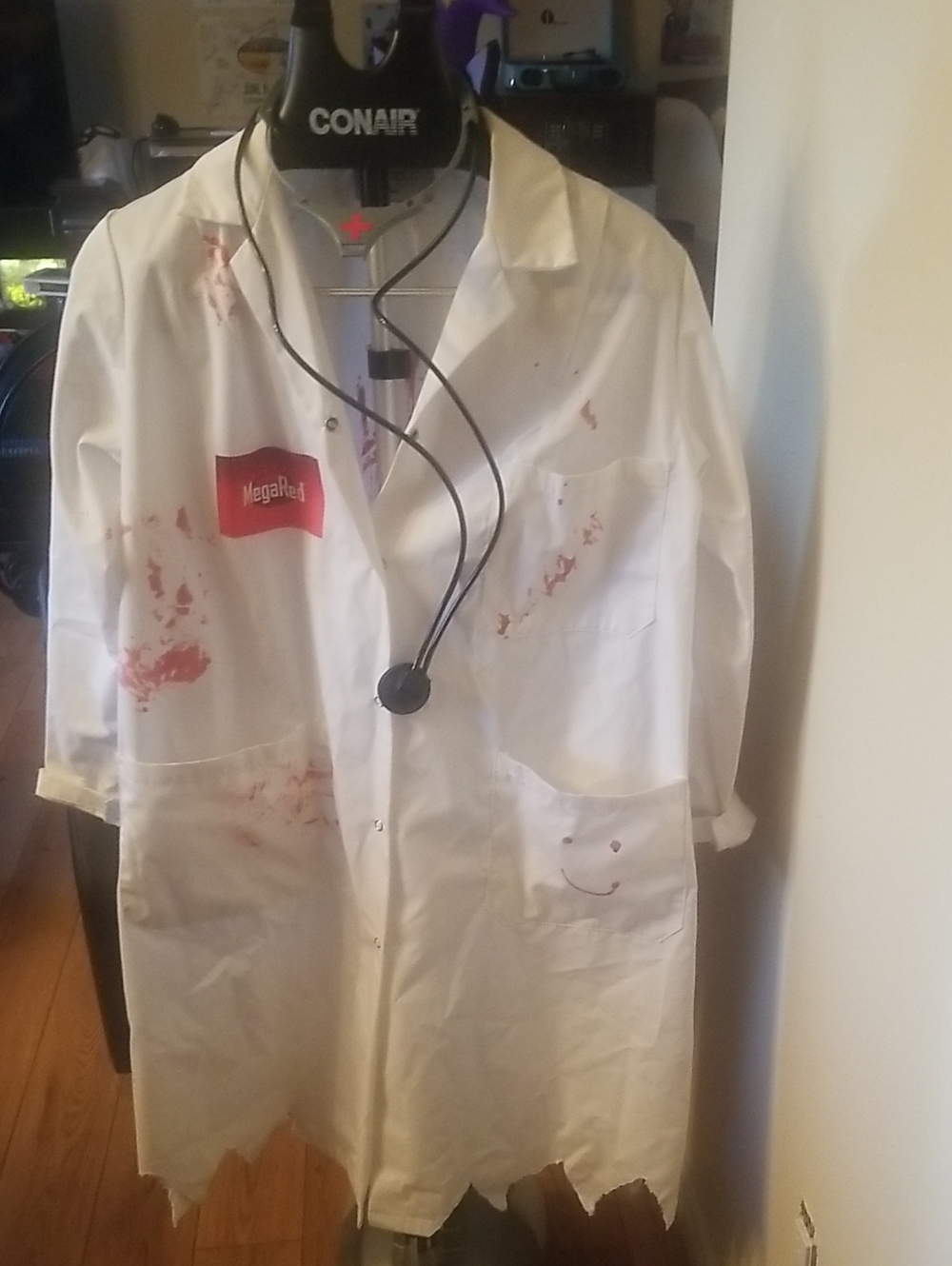 White Women's Lab Coat Jacket - Stethoscope Detail Costume